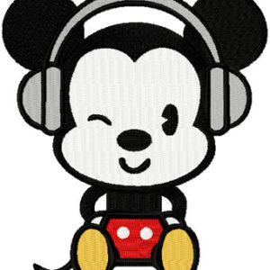Mickey likes Music embroidery design