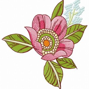 Dog-rose flower embroidery design
