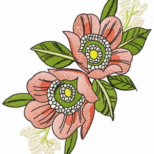 Dog-rose flowers embroidery design