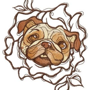Dog's floral collar embroidery design