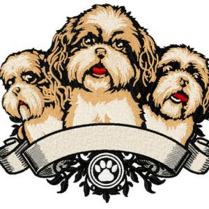 Dog's trio embroidery design