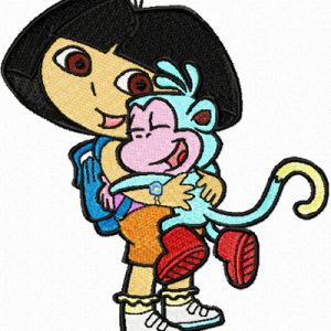 Dora the Explorer and Funny Monkey embroidery design