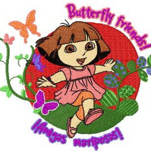 Dora butterfly friends embroidery design