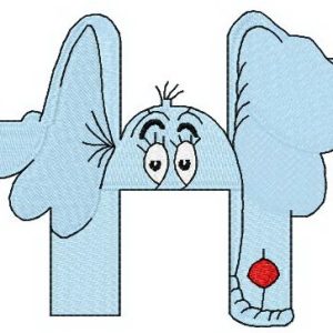 Dr. Seuss alphabet letter H embroidery design