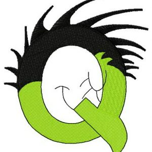 Dr. Seuss alphabet letter Q embroidery design