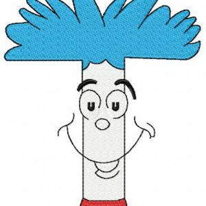 Dr. Seuss alphabet letter T embroidery design