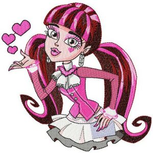 Draculaura in love embroidery design