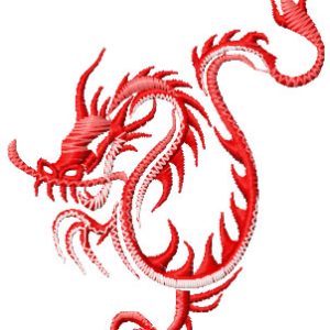 Flamed dragon embroidery design
