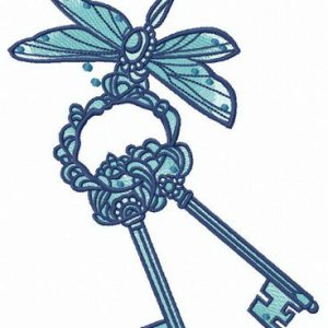 Dragonfly with keys embroidery design