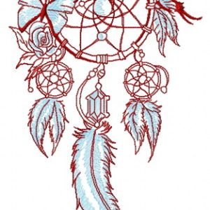 Dreamcatcher with butterflies embroidery design