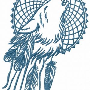 Dreamcatcher wolf embroidery design