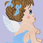 Dreaming baby angel embroidery design