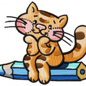 Dreamy kitten embroidery design