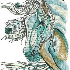 Dreamy sad horse embroidery design