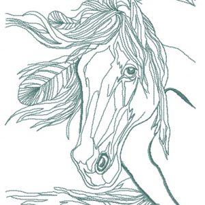 Sad dreamy horse one color embroidery design