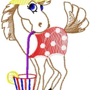 Drinking Horse embroidery design