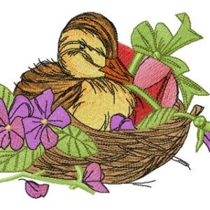 Duck in the nest embroidery design