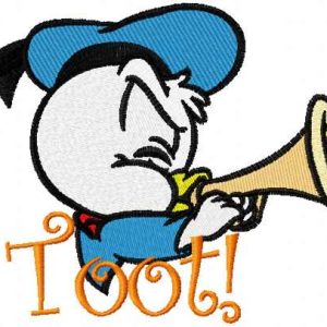 Duck trumpet toot embroidery design