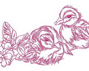 Ducklings waiting for mom embroidery design