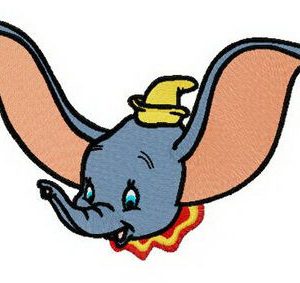 Dumbo waving ears embroidery design