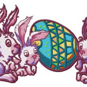 Easter bunnies embroidery design