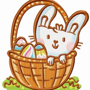 Easter bunny in basket embroidery design