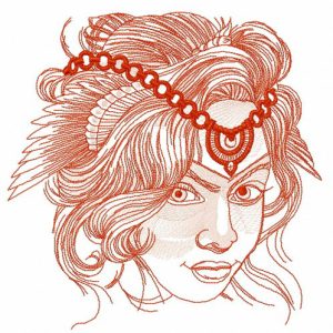 Eastern woman embroidery design