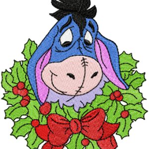 Eeyore Christmas embroidery design