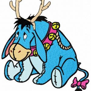 Eeyore with deer horns embroidery design