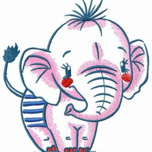 Elephant at the beach embroidery design