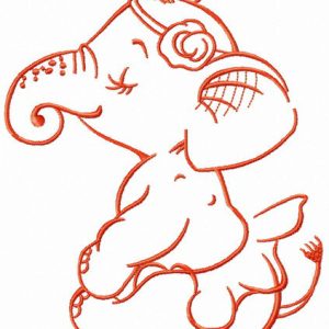 Elephant before perfomance embroidery design