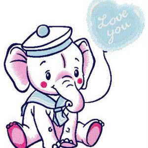 Elephant cabin boy embroidery design