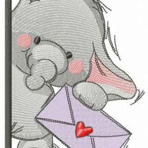 Elephant letter for you embroidery design