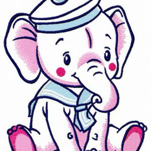 Elephant sailor embroidery design