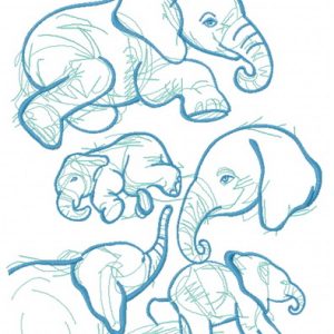 Elephant sketch 5 embroidery design
