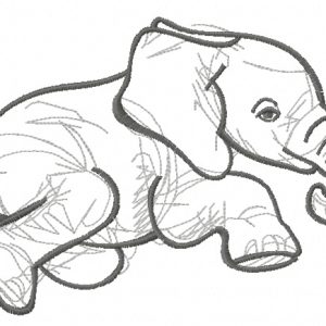Elephant sketch embroidery design