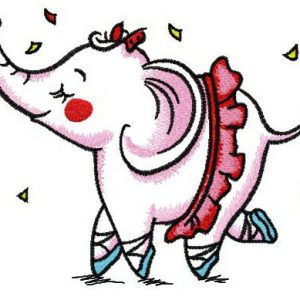 Elephant the ballerina embroidery design