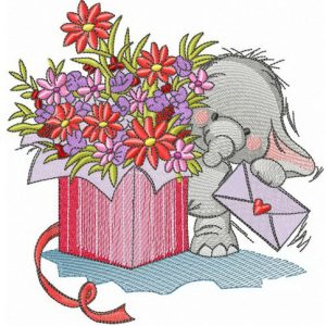 Elephant the courier embroidery design