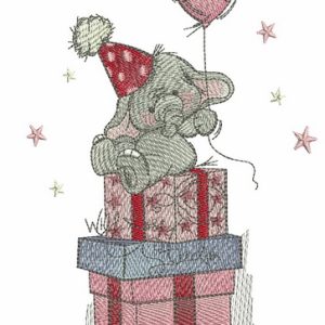 Elephant's 1st birthday party embroidery design