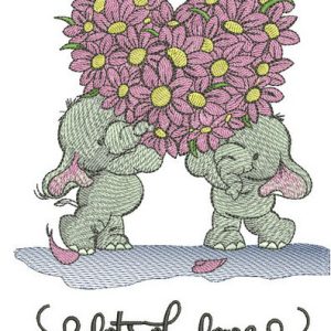 Elephants lot's of love embroidery design