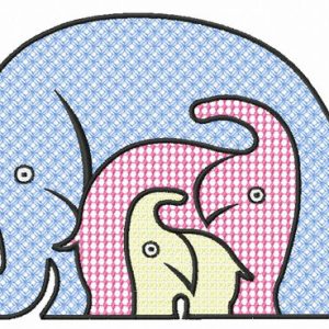 Elephants embroidery design