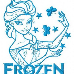 Elsa with butterflies 2 embroidery design