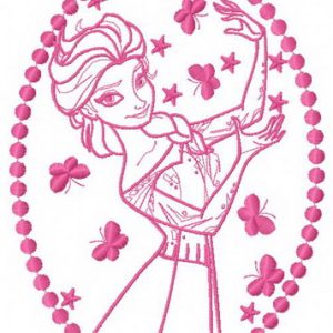 Elsa with butterflies embroidery design