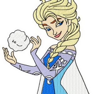 Elsa with snowball embroidery design