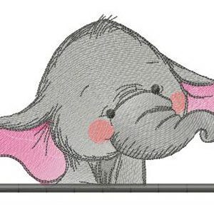 Embarrassed elephant embroidery design