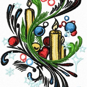 Candles on the Christmas tree embroidery design