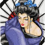 Geisha with Umbrella 2 embroidery design