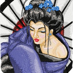 Geisha with Umbrella 2 embroidery design