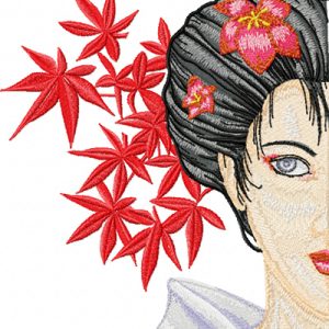 Geisha with Flower 1 embroidery design