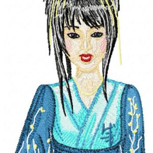 Geisha in Blue embroidery design